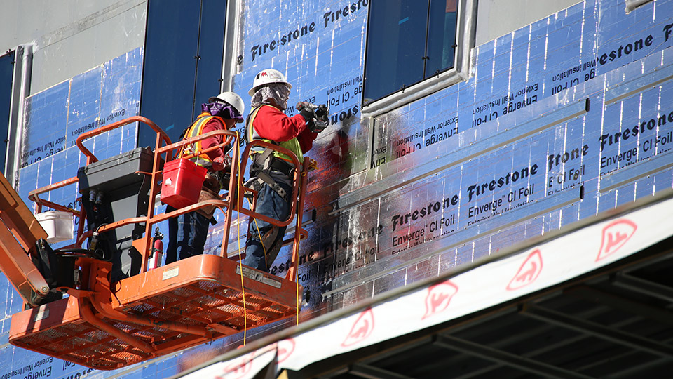 A Firestone Building Products Enverge Cavity Wall insulation system was selected for the University of Colorado’s Academic Building in Denver because of its flexibility, ease of installation, dimensional stability and significant energy savings.