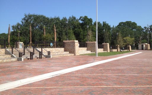 design included permeable pavers, LED lighting, drought-tolerant landscaping and a low-volume irrigation system using treated effluent