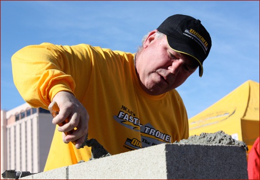 2011 Fastest Trowel on the Block, Second Place – Keith White, Frazier Masonry, North Highlands, Calif. Tenders: Frankie White, Charlie Weger