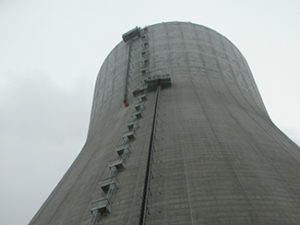 Lagisza power plant, Lagisza, Poland One ACT-8 unit was modified and used to transport workers along the 437' high exterior wall of a new natural draft hyberbolic cooling tower 