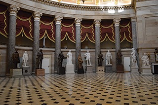 Shown is a phenomenal view of the National Statuary Hall. 