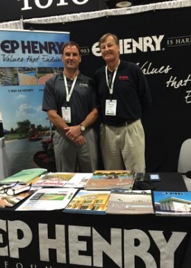 Show attendees from Masonry learned about EP Henry’s innovative products from Jeff Miller (left) and Joe Fields.