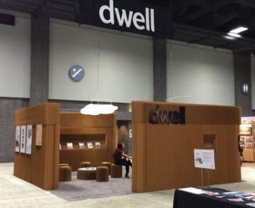 Dwell magazine’s booth was quite “green,” featuring cardboard walls and furniture.