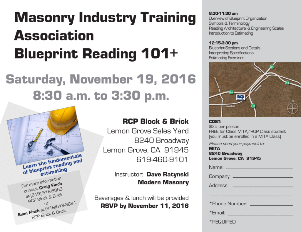 Learn the fundamentals of blueprint reading and estimating at MITA's Blueprint Reading 101+ class.